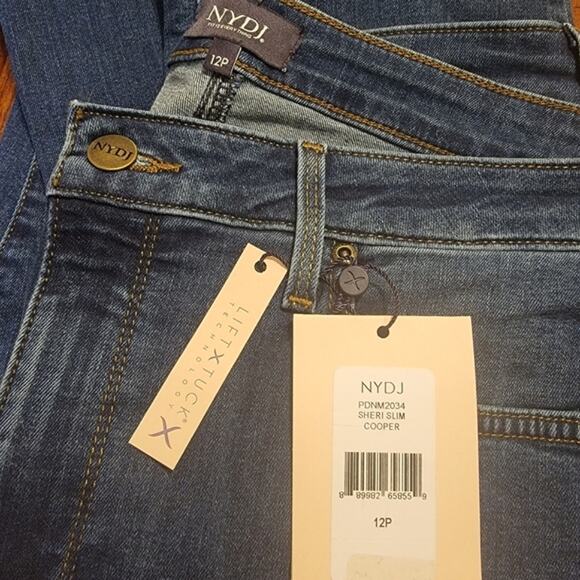 NYDJ Sheri Slim High Rise Straight Leg Blue Denim Jean Size 12P - Picture 13 of 16